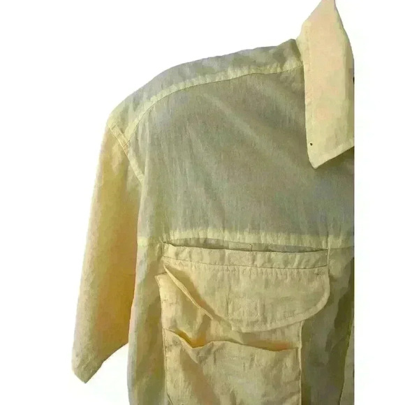 Men's Yellow PFG Bahama Short Sleeve Columbia Button Down Shirt Size L Large - Picture 7 of 8